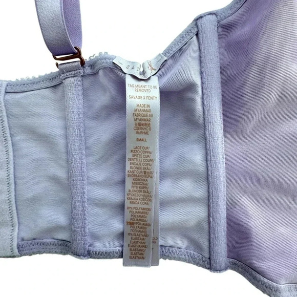 Savage xFenty Purple Floral Glow Lace Bustier Size Small Adjustable lingerie Bra - Picture 6 of 11